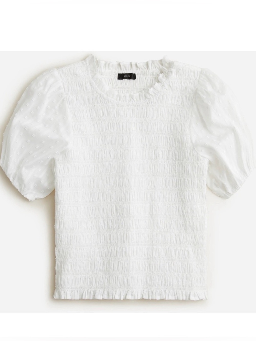 J.Crew Puff Sleeve Textured Voile Smocked Top White , Medium - Picture 2 of 7